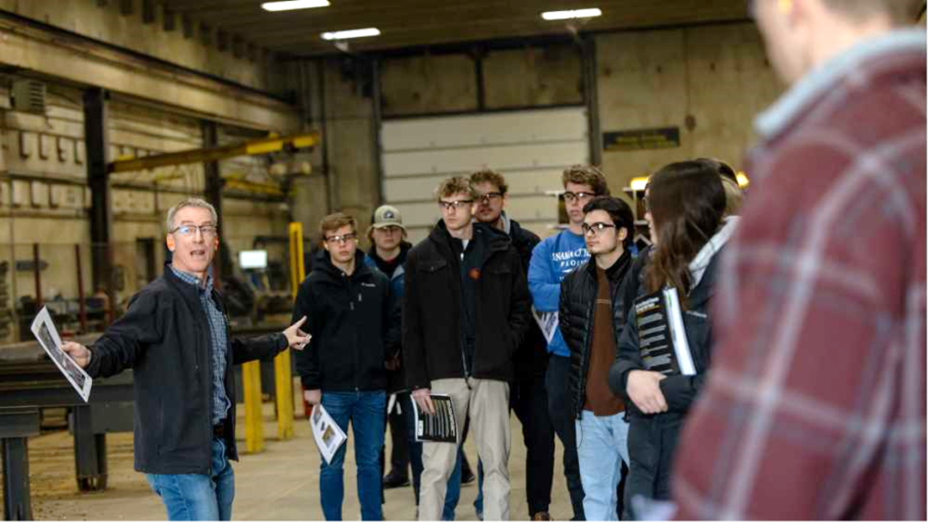 Mid City Steel Community Impact - Paul Speaking with Community Members and Students about Structural Steel